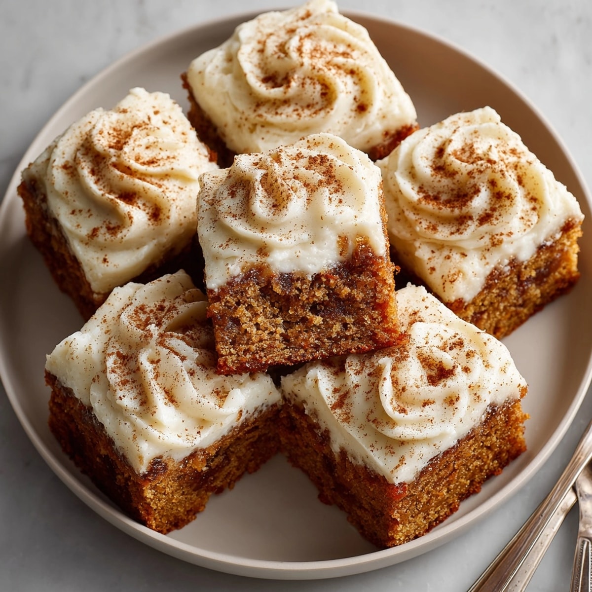 Homemade Pumpkin Spice Sheet Cake Squares: a simple, delicious autumn dessert recipe.