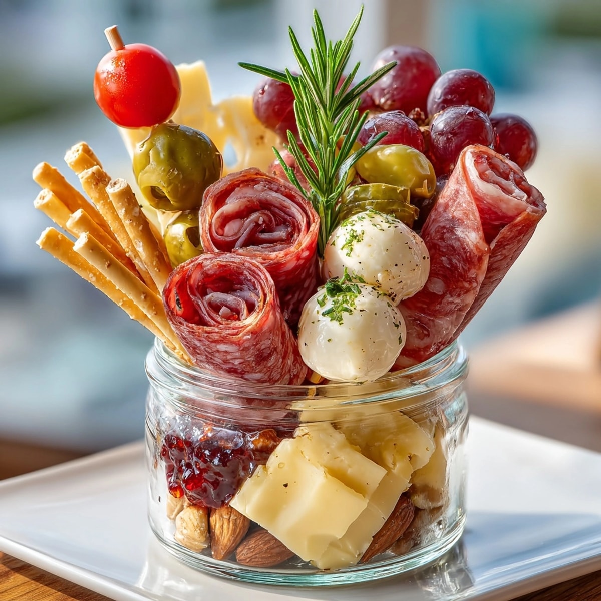 Easy Charcuterie Cups recipe: artfully arranged ingredients for a sophisticated and shareable snack.