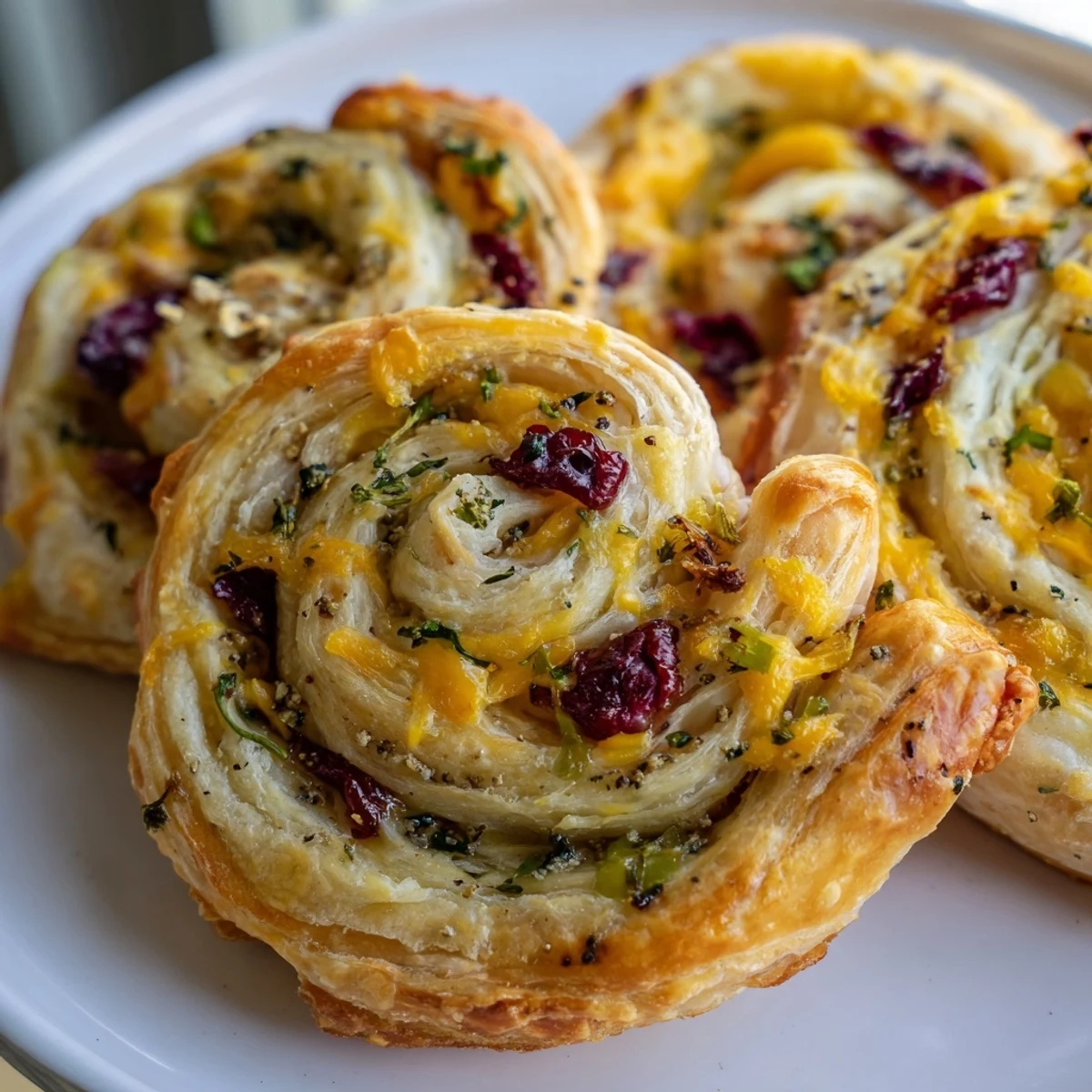 Savory cranberry jalapeño cheddar swirls served warm, perfect for festive gatherings.  