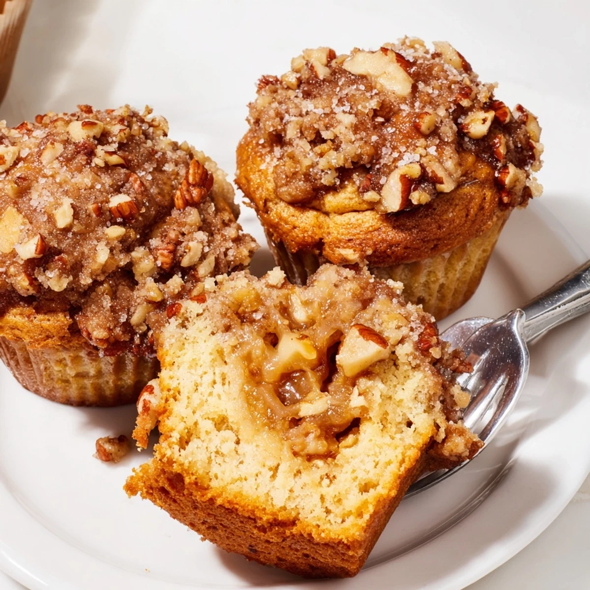 Deliciously soft Caramel Apple Chunk Muffins, perfect for breakfast or an afternoon treat.