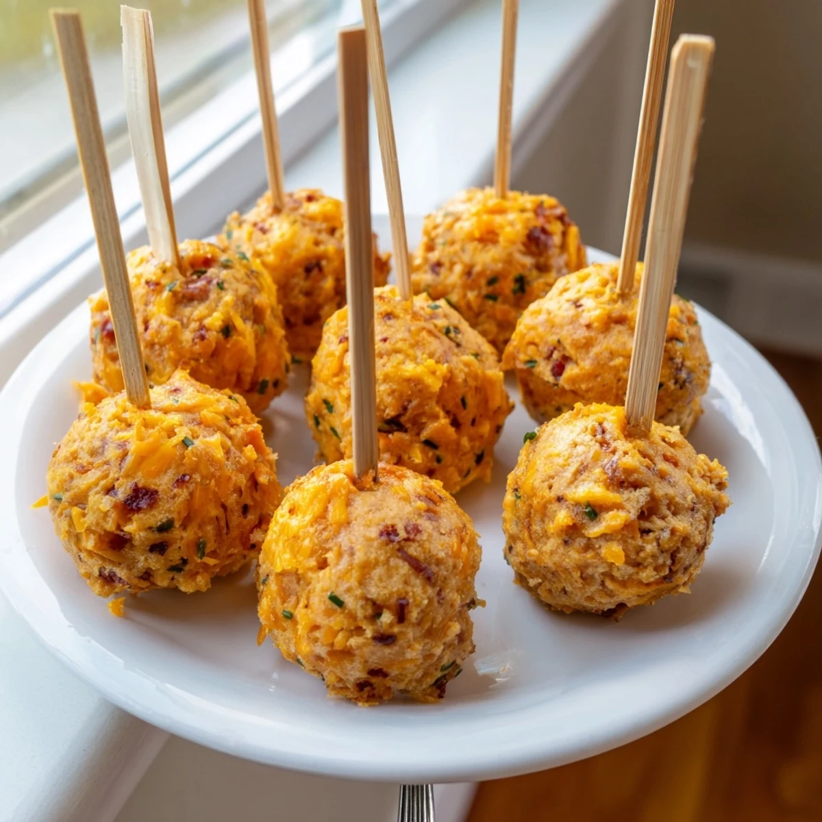 Deliciously warm muffin pops with sharp cheddar and a hint of bourbon flavor.