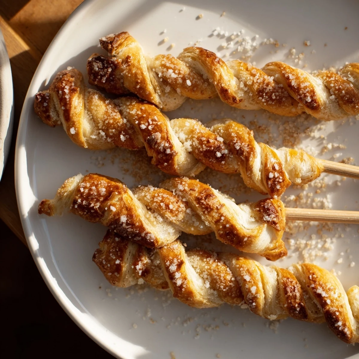 Golden-brown Cream Soda Flaky Pretzel Biscuit Skewers, perfect for sharing at gatherings.  