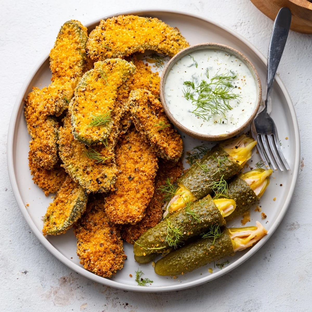 Mouthwatering pickled-wrapped bites and fried pickles, ideal for a festive gathering.