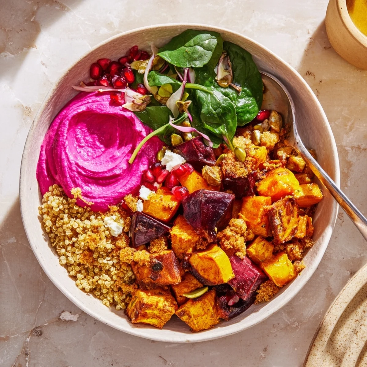 Flavorful spiced winter bowls showcasing vibrant veggies and creamy coconut toppings.