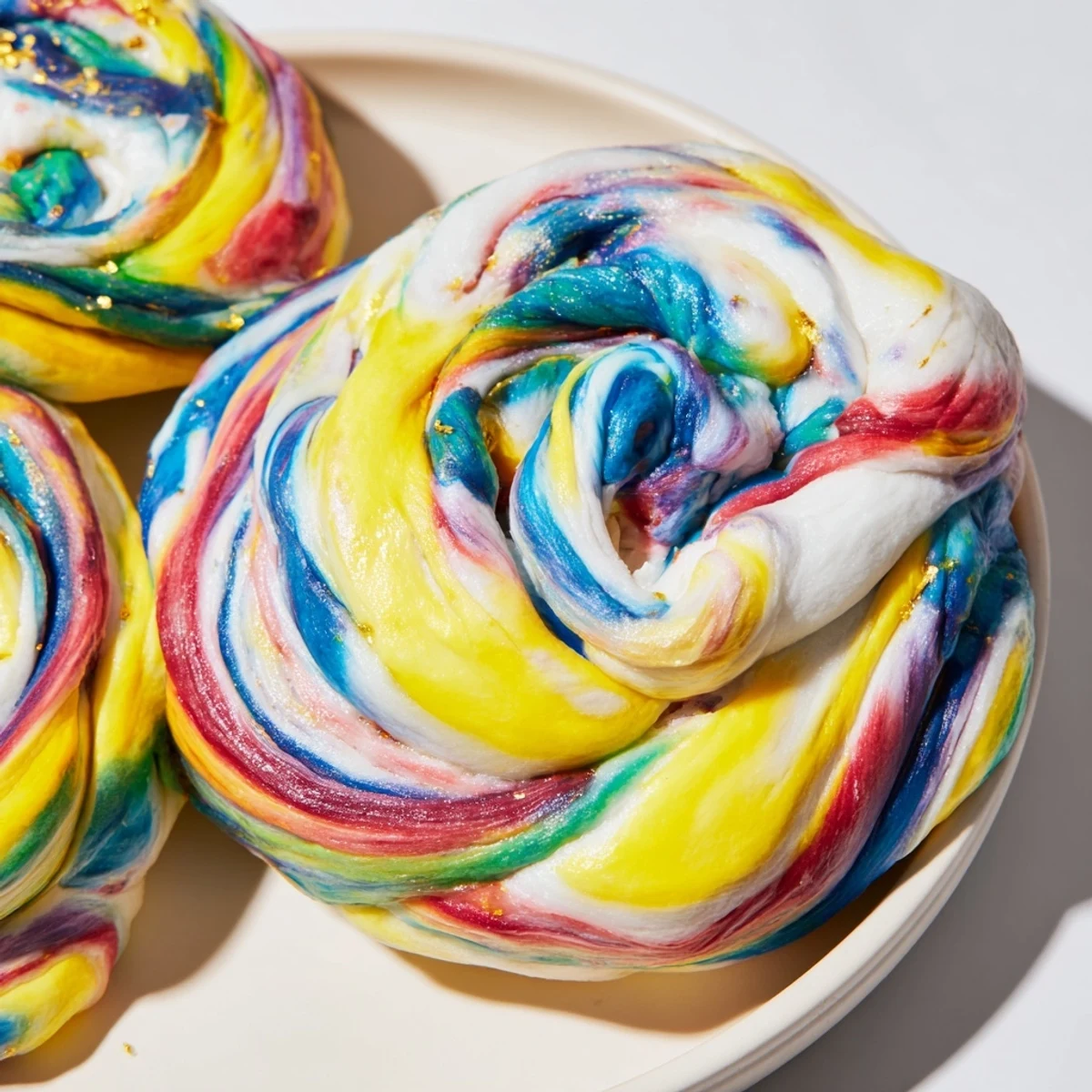 Light and fluffy cloud bread rainbow version perfect for colorful party snacks.  