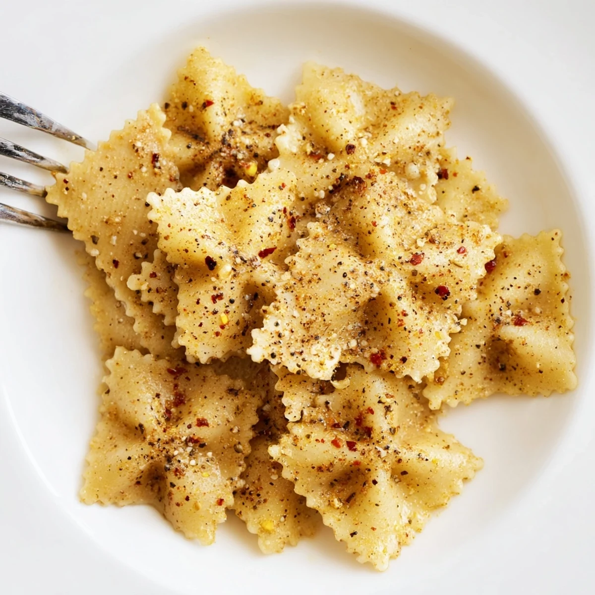 Oven-baked pasta chips, golden and flavorful, ideal with your favorite dip.  