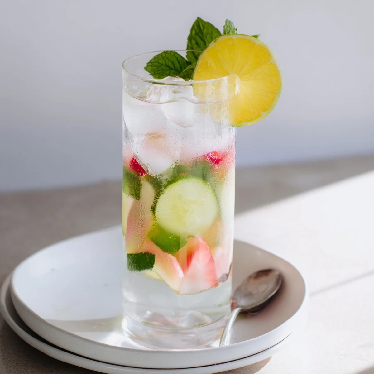 Refreshing water-based mocktails with fresh fruit and mint for a healthy sip.  