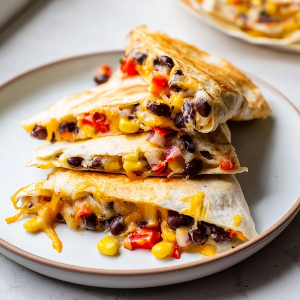 Baked tortilla wrap hack with beans and cheese, overflowing with melted cheese and flavorful fillings.