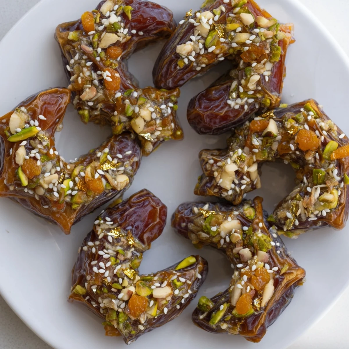 Elegant Lunar and Star Date Platter arranged on a dark platter, ready for a special celebration with Medjool dates.