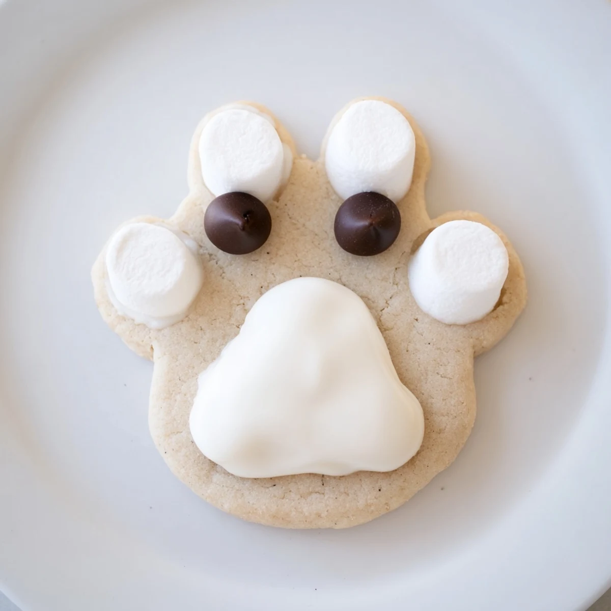 These charming Polar Bear Paw Print Cookies look irresistibly cute, ready to enjoy with a glass of milk.