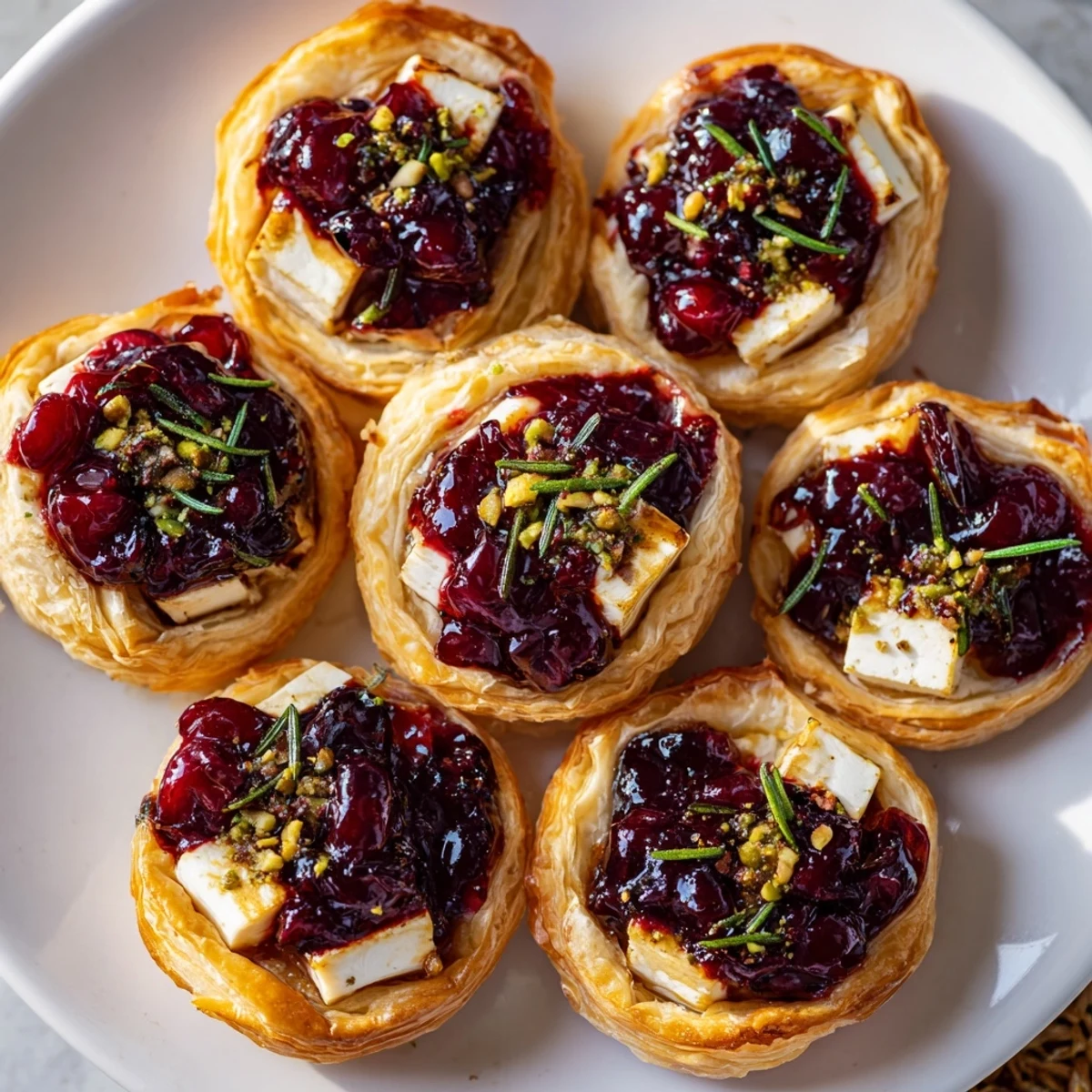 Golden, bubbly Cranberry Brie Bites Wreath, a delightful appetizer ready for your next holiday!