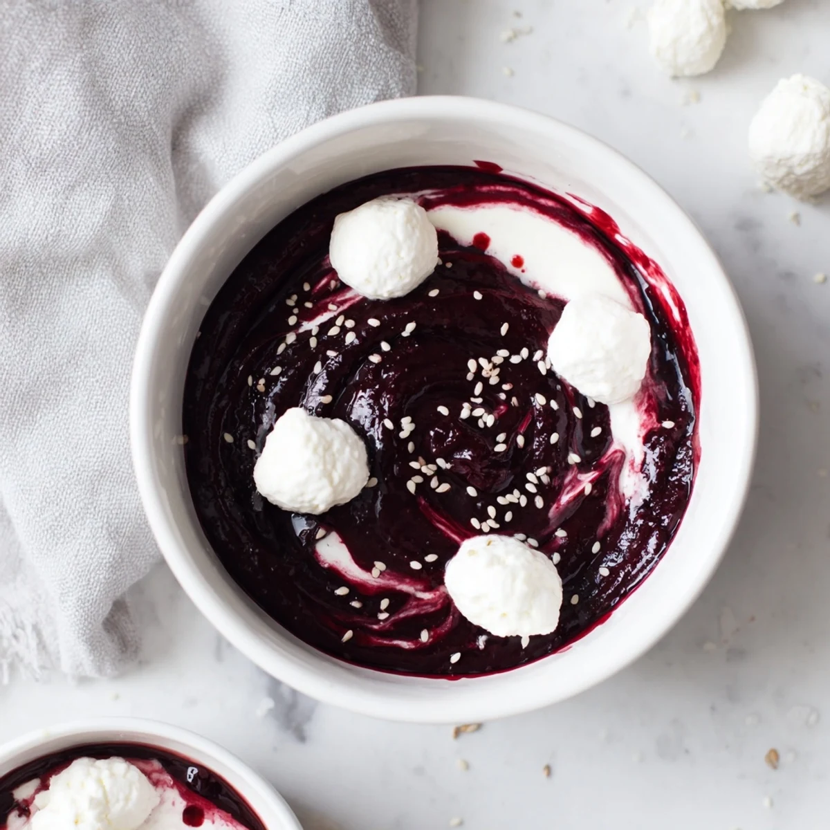 This Galaxy Spiral showcases a creamy yogurt base beautifully swirled with dark berry jam.