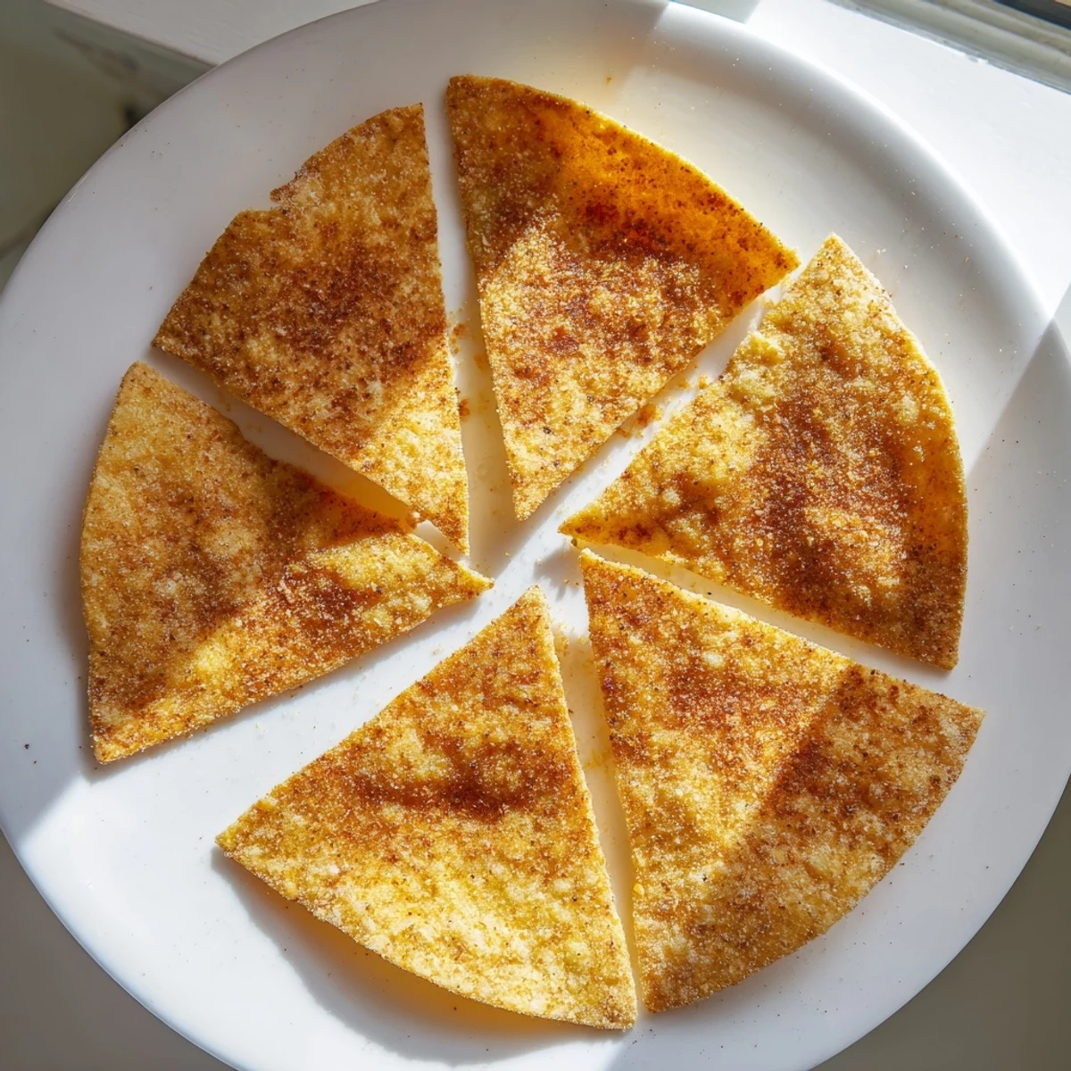 Golden, crispy homemade Air-Fryer Tortilla Chips, freshly made and ready for dipping!