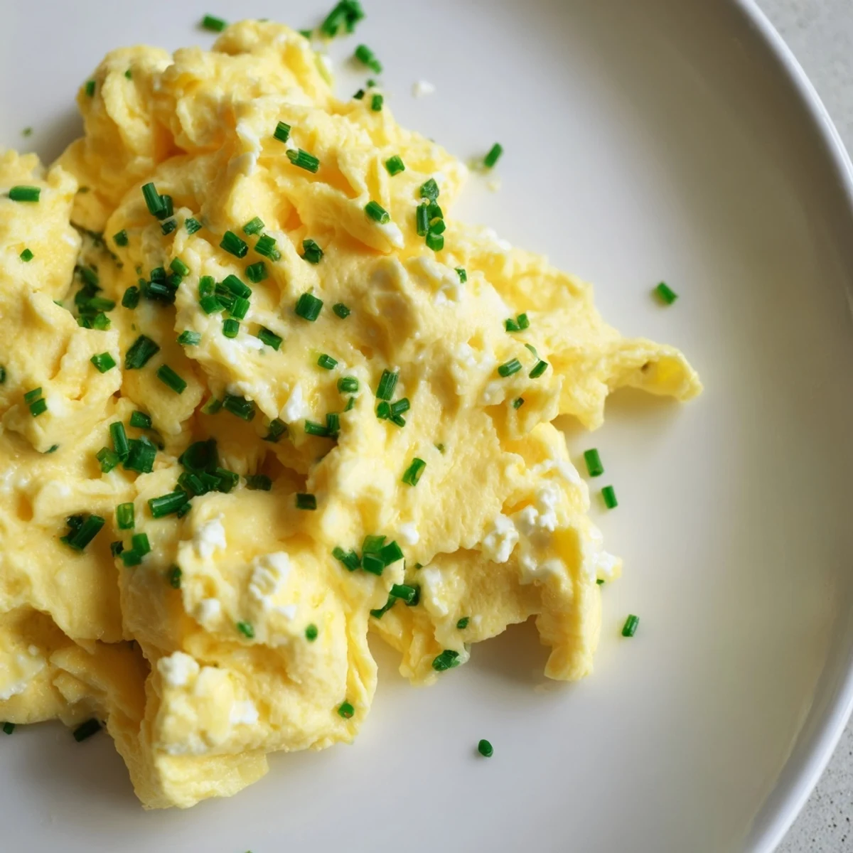 These creamy Cottage Cheese Scrambled Eggs are light and airy, ready for a protein-packed meal.