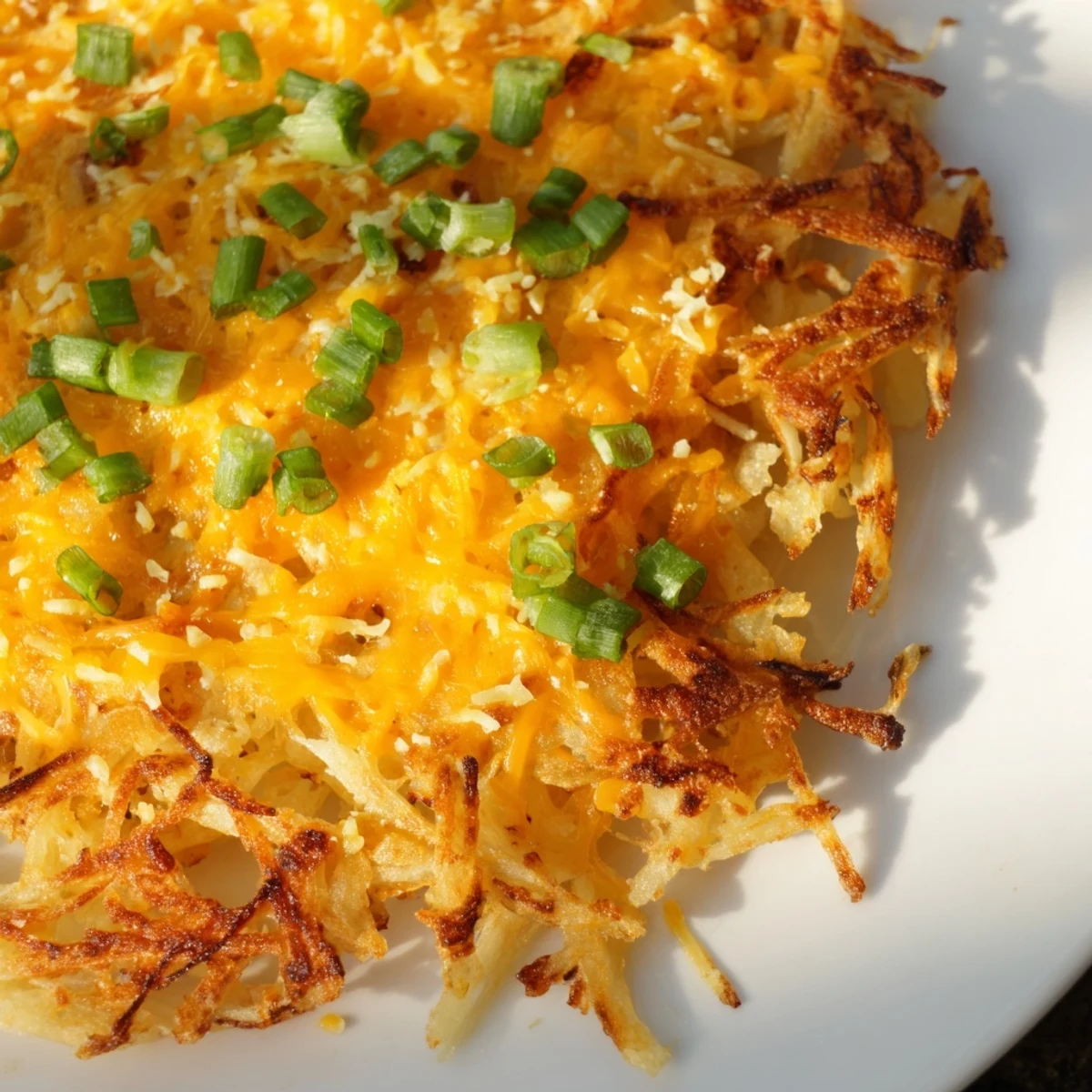 A close-up of savory Cheesy Hash Brown Waffles bubbling in the waffle maker, smelling amazing.