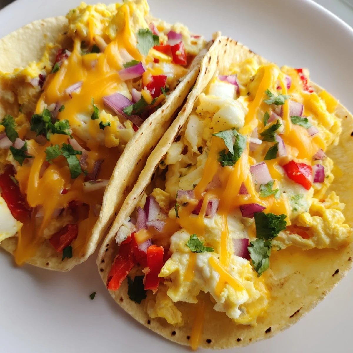 Perfectly baked Sheet Pan Breakfast Tacos showcasing melted cheese and fluffy eggs, a savory breakfast delight.
