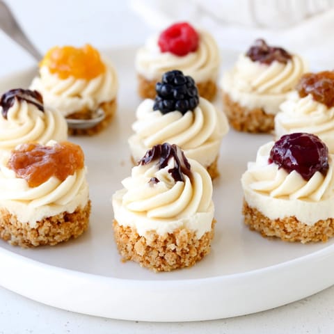 Easy No-Bake Cheesecake Bites, chilled and ready to enjoy as a simple, creamy dessert.