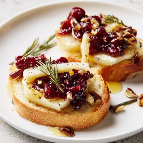Quick Cranberry Brie Crostini