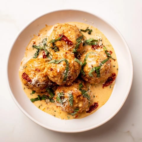 Tender chicken meatballs parmesan