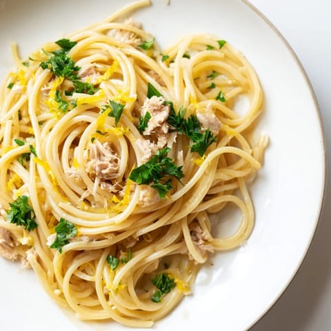Lemon Garlic Tuna Spaghetti