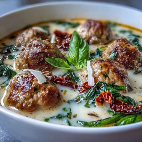 Creamy Tuscan Turkey Meatball Soup