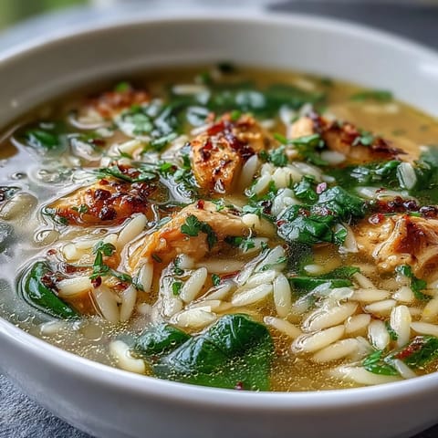 Lemon Chicken Orzo Soup