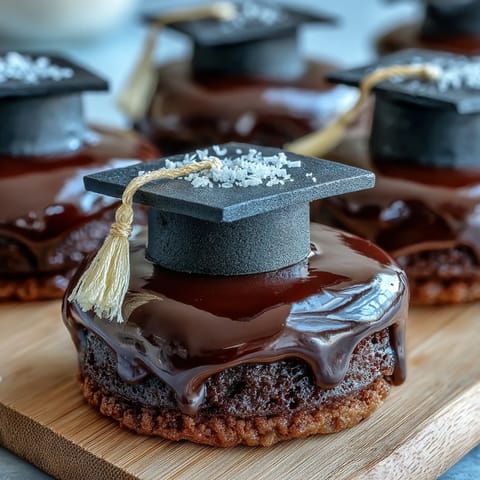 Graduation sugar cookies topped with fondant mortarboard hats, perfect for celebrating academic achievements.