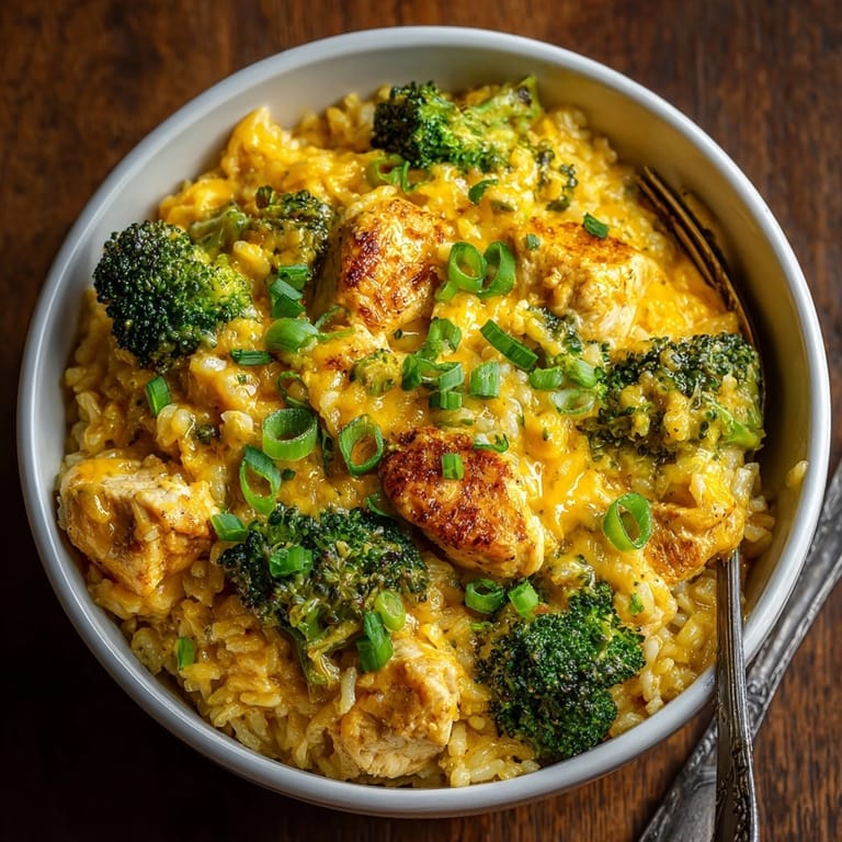 Golden, cheesy topping on one-pot cheesy broccoli chicken rice—comfort food perfection!