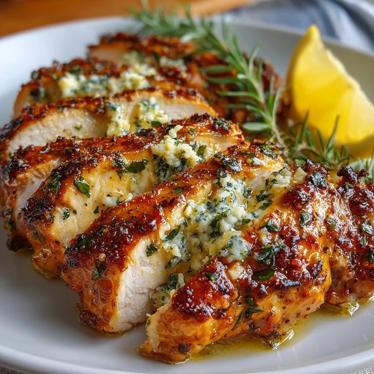 Close-up of perfectly browned Air Fryer Herb Butter Turkey Breast, showcasing crispy skin and herbs.