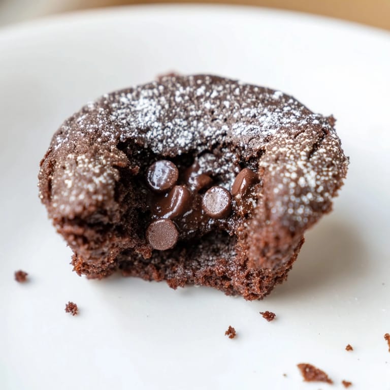 Homemade Brownie Bites arranged on a plate, dusted with powdered sugar, ready to serve.