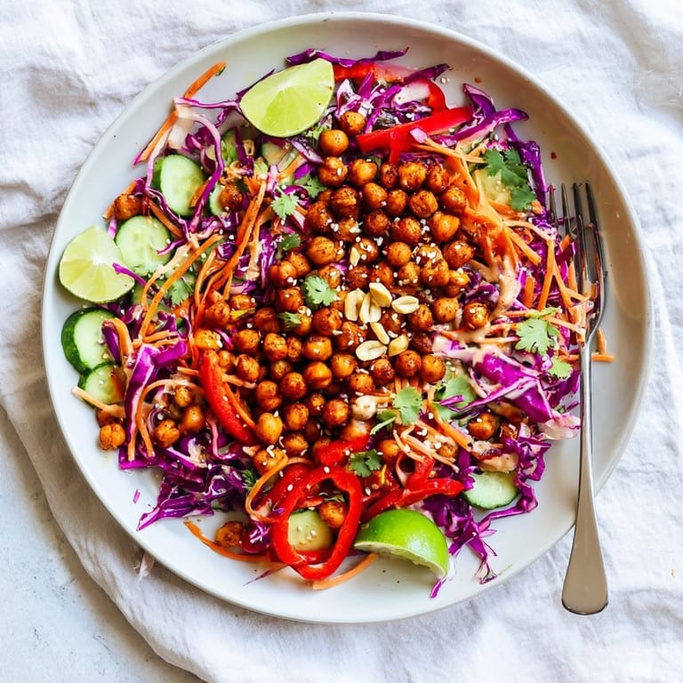 Fresh and flavorful Thai Peanut Toasted Chickpea Salad, ready for a healthy lunch.