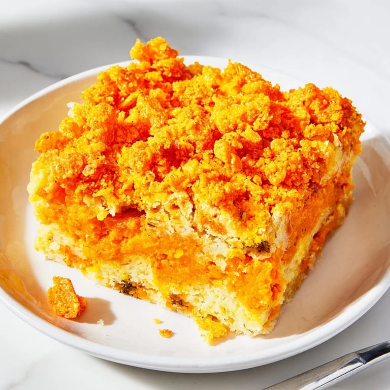 Flamin Hot Sweet Potato Biscuit Bars, golden brown and infused with heat, tempting snack.  