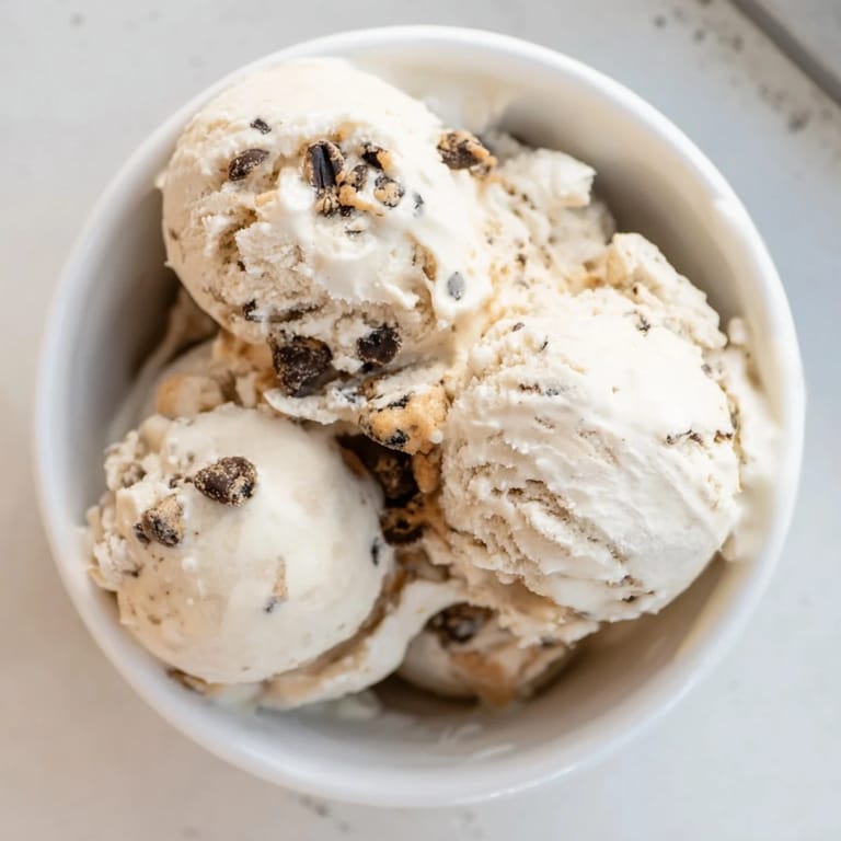 Irresistible Cottage Cheese Ice Cream enriched with edible cookie dough, a perfect summer treat.