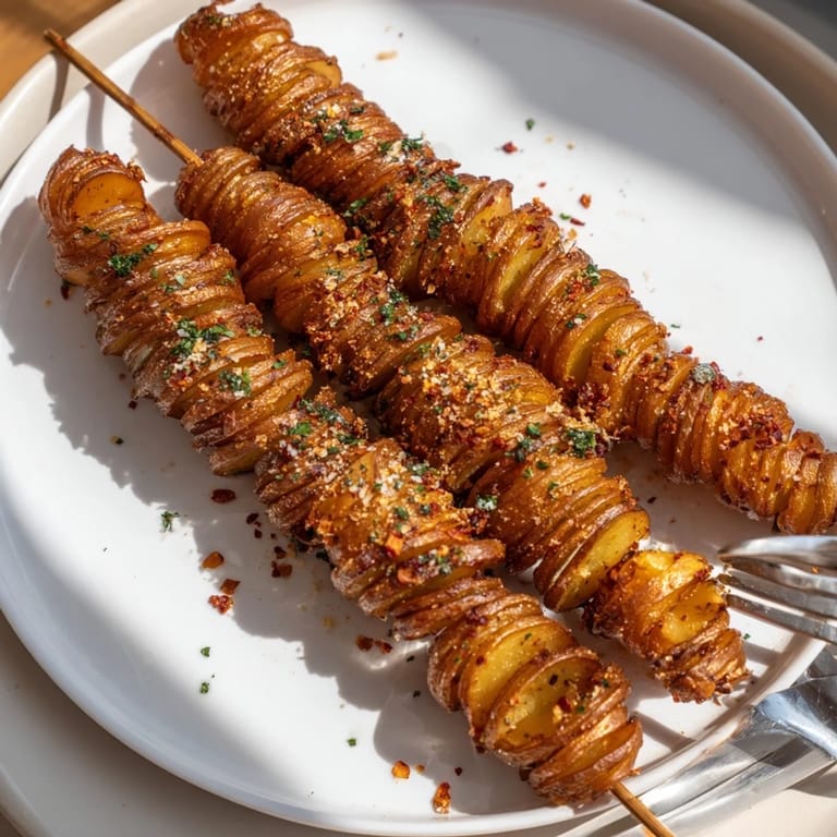 Golden-brown air-fried tornado potatoes, seasoned and served with tangy dipping sauces.  
