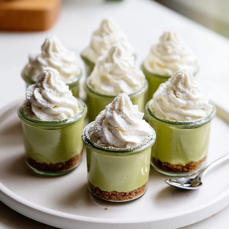 Elegant matcha swirl cheesecake cups: layers of creamy white cheesecake and swirled matcha, chilled and ready to enjoy.