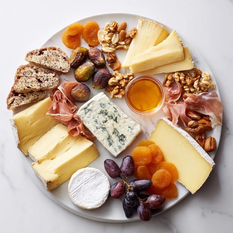 Savory and sweet elements combine in this festive Plateau des Rois Mages Gourmand appetizer platter.