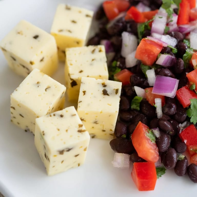 Enjoy the zesty flavor: homemade savory bites including pepper jack cheese and bold salsa.