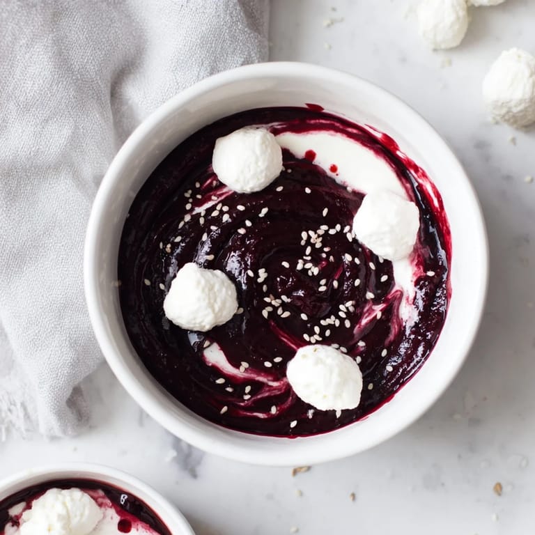 This Galaxy Spiral showcases a creamy yogurt base beautifully swirled with dark berry jam.