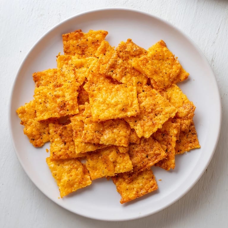 Close-up of freshly baked Cheeto Cheese Crackers, showing their cheesy, airy texture and vibrant, enticing colors and flavors.