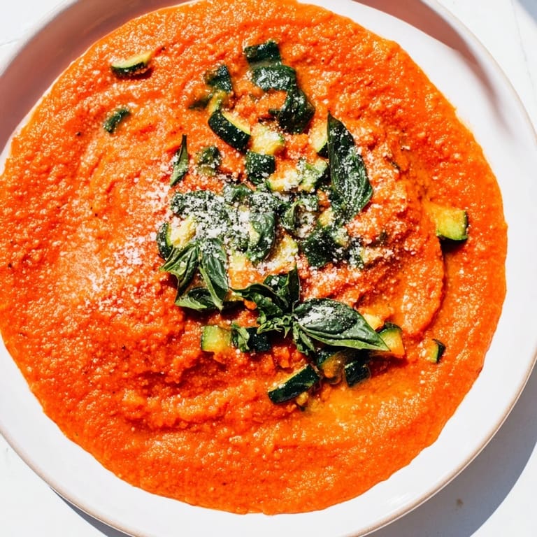 A close-up view of the smooth, velvety Hidden Veggie Tomato Pasta Sauce, bursting with fresh Italian flavors.