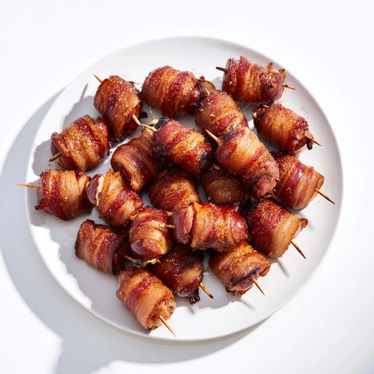 Sweet and savory bacon-wrapped smokies, an easy appetizer that’s sure to satisfy any crowd.