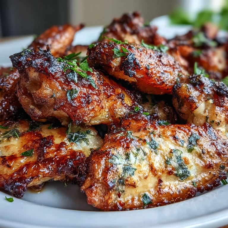 Golden-brown roasted wings tossed in melted butter, garlic, and parmesan, paired with crunchy celery and cool ranch dip—perfect for game day or low-carb dinners.  