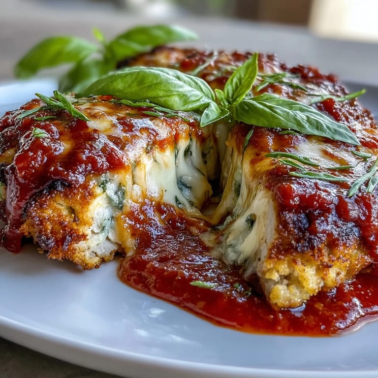 Crispy almond flour-coated chicken cutlets with bubbling cheese, paired with lightly sautéed zucchini noodles for a gluten-free, low-carb twist on classic Chicken Parmesan.