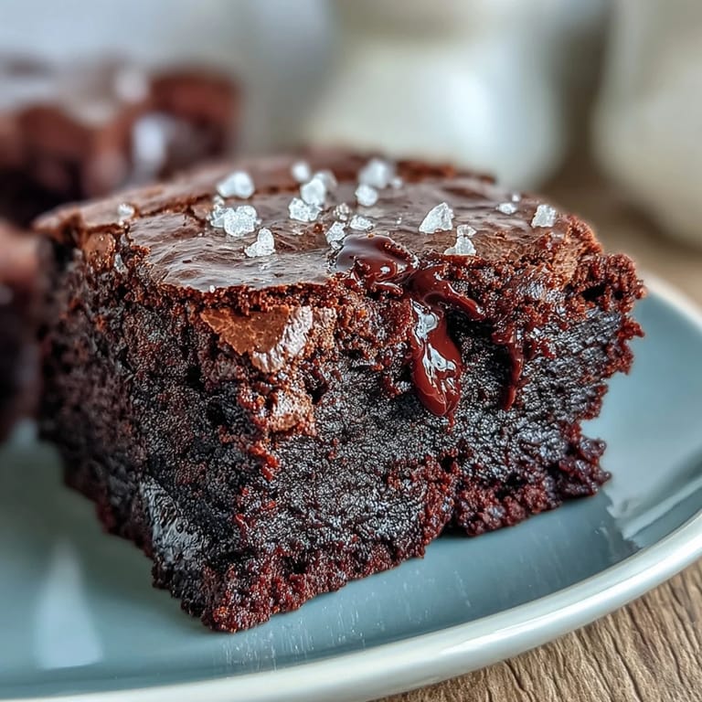 Ultra-moist brownies featuring sourdough discard and a delicate crunch from sea salt crystals.