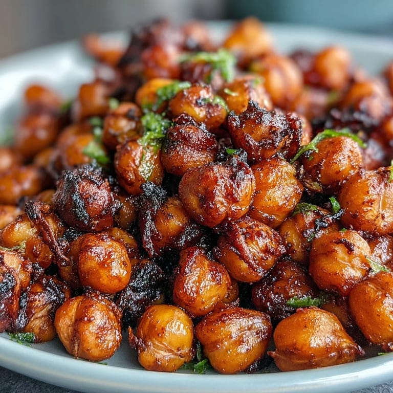 Golden oven-roasted chickpeas tossed in zesty chili lime seasoning, perfect for healthy snacking or salad toppings.  