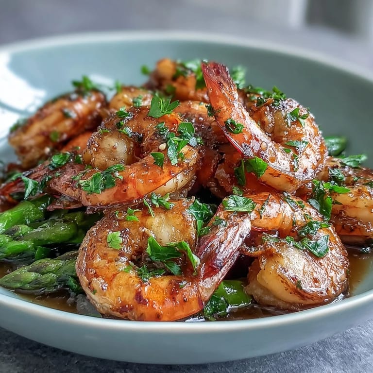 Succulent shrimp and vibrant asparagus roasted with zesty lemon-garlic seasoning for a flavorful, healthy main dish perfect for busy weeknights.