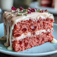 Bridal Shower Rosé Velvet Cake: delicate pink layers with creamy frosting and stunning gold drip.